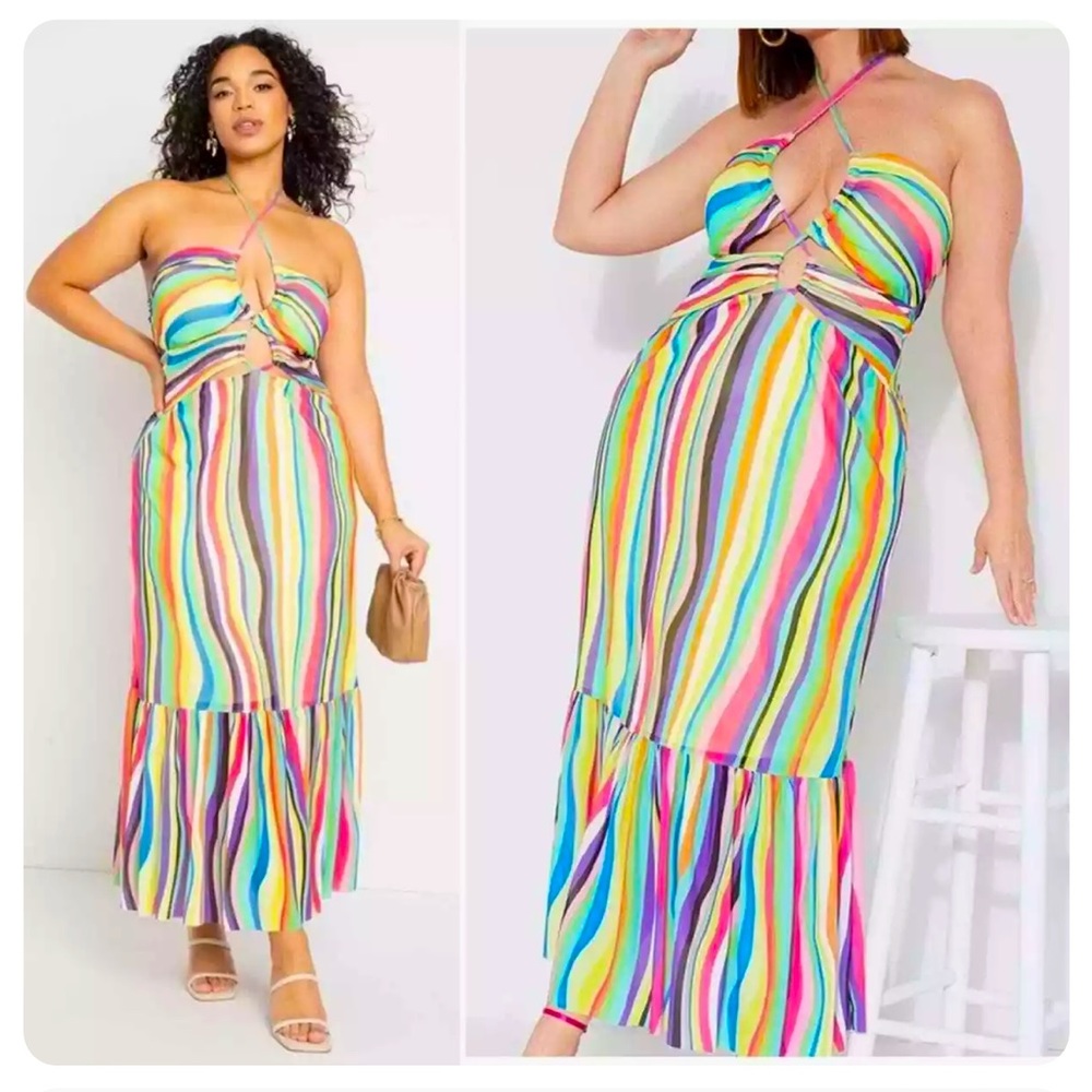 NWT Eloquii Multi Color Maxi Dress Size 16